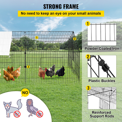 VEVOR Chicken Coop, 87&quot; x 41,7&quot; x 41&quot;, Rabbit Run Enclosure Stand με αδιάβροχο και αντιηλιακό κάλυμμα για εξωτερικούς χώρους, εσωτερικούς χώρους, αυλή και φάρμα, μεταλλικό κλουβί για παρκοκρέβατο κατοικίδιων για μικρά ζώα, πάπια, κότα