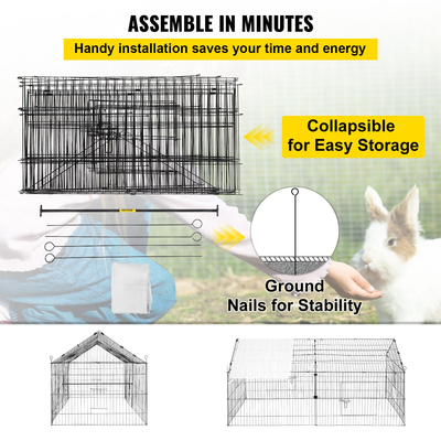 VEVOR Chicken Coop, 87&quot; x 41,7&quot; x 41&quot;, Rabbit Run Enclosure Stand με αδιάβροχο και αντιηλιακό κάλυμμα για εξωτερικούς χώρους, εσωτερικούς χώρους, αυλή και φάρμα, μεταλλικό κλουβί για παρκοκρέβατο κατοικίδιων για μικρά ζώα, πάπια, κότα