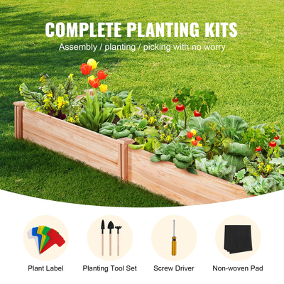Κρεβάτι VEVOR Raised Garden, 7,9 x 2 x 0,8 ft Ξύλινο κουτί φυτευτήρων, κουτιά φύτευσης εξωτερικού χώρου με ανοιχτή βάση, για καλλιέργεια λουλουδιών/λαχανικών/βοτάνων στην πίσω αυλή/κήπο/αίθριο/μπαλκόνι, Burlywood