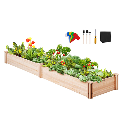 Κρεβάτι VEVOR Raised Garden, 7,9 x 2 x 0,8 ft Ξύλινο κουτί φυτευτήρων, κουτιά φύτευσης εξωτερικού χώρου με ανοιχτή βάση, για καλλιέργεια λουλουδιών/λαχανικών/βοτάνων στην πίσω αυλή/κήπο/αίθριο/μπαλκόνι, Burlywood