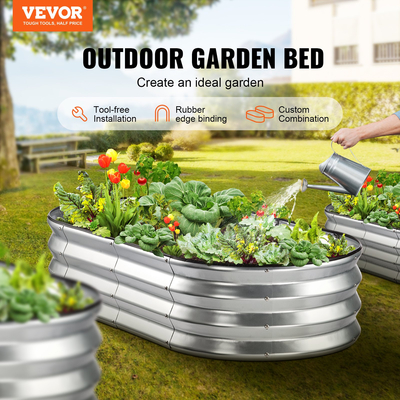 Κρεβάτι VEVOR Raised Garden, 48,2 x 24,6 x 11 ιντσών Γαλβανισμένο μεταλλικό κουτί φυτευτήρων, κουτιά φυτεύματος εξωτερικού χώρου με ανοιχτή βάση, για καλλιέργεια λουλουδιών/λαχανικών/βοτάνων στην πίσω αυλή/κήπο/αίθριο/μπαλκόνι, ασήμι