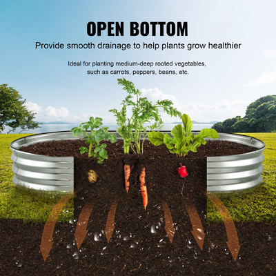 VEVOR Raised Garden Bed, 71,9 x 36,4 x 11 ιντσών Γαλβανισμένο μεταλλικό κουτί φυτευτήρων, κουτιά φύτευσης εξωτερικού χώρου με ανοιχτή βάση, για καλλιέργεια λουλουδιών/λαχανικών/βοτάνων στην πίσω αυλή/κήπο/αίθριο/μπαλκόνι, ασήμι