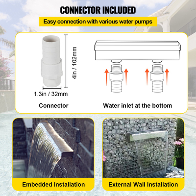 Είσοδος βυθού 600 mm Waterfall Water Blade Cascade Koi Fish Pond