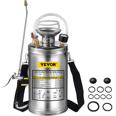 VEVOR Ανοξείδωτος Χάλυβας Ψεκαστήρας 6L Οικιακός Ψεκαστήρας Κηπουρικής και Καθαρισμού δαπέδου, Κατάλληλος για τις Τρέχουσες Υπηρεσίες της Βιομηχανίας, της Γεωργίας, του Εμπορίου, της Ιατρικής και άλλων Βιομηχανιών