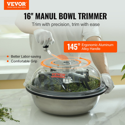 Περιλαμβάνονται κλαδευτήρια VEVOR Leaf Bowl, 16&#039;&#039; Trimmer Bowl, Manual Bud Trimmer με λεπίδες από ανοξείδωτο χάλυβα για περιστροφή περιστροφής, θόλο καθαρής ορατότητας, πτυσσόμενη σχάρα στεγνώματος βοτάνων και κλαδευτήρι χειρός