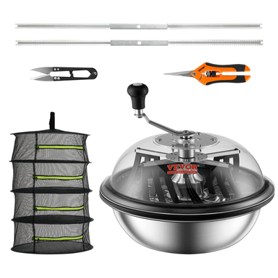 Περιλαμβάνονται κλαδευτήρια VEVOR Leaf Bowl, 16&#039;&#039; Trimmer Bowl, Manual Bud Trimmer με λεπίδες από ανοξείδωτο χάλυβα για περιστροφή περιστροφής, θόλο καθαρής ορατότητας, πτυσσόμενη σχάρα στεγνώματος βοτάνων και κλαδευτήρι χειρός