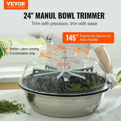 VEVOR Leaf Bowl Trimmer, 24&#039;&#039; Trimmer Bowl, Χειροκίνητο Bud Trimmer με λεπίδες από ανοξείδωτο ατσάλι για περιστροφή περιστροφής, περιλαμβάνεται θόλος καθαρής ορατότητας και κλαδευτήρι χειρός, για κοπή φύλλων, μπουμπουκιών, λουλουδιών