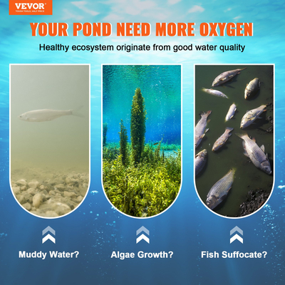 VEVOR Pond Aerator Lake Pond Aeration Kit 3/4 HP w/ 2x100&#039; Tubes 2x10&quot; Diffusers