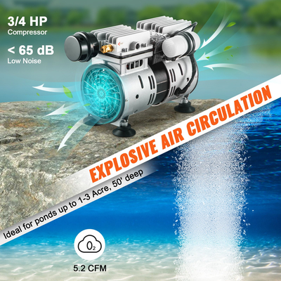VEVOR Pond Aerator Lake Pond Aeration Kit 3/4 HP 550W 5.2CFM για έως και 3 στρέμματα