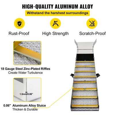 Πτυσσόμενο κουτί από κράμα αλουμινίου VEVOR, Συμπαγή κουτιά 50&quot; για χρυσό, ελαφρύς εξοπλισμός χρυσού φλοιού, φορητά κουτιά φράγματος με βρύα ανθρακωρύχων, ποταμός, κολπίσκος, χρυσό πανί, αναζήτηση, βυθοκόρηση