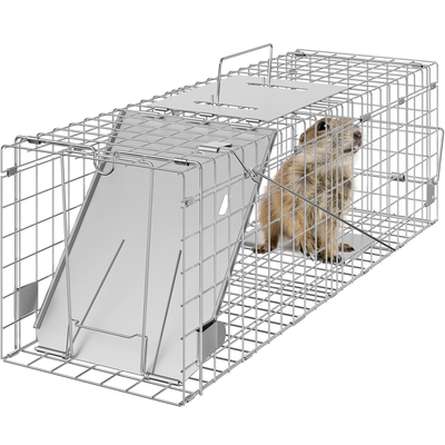 VEVOR Live Animal Cage Trap, 24&quot; x 8&quot; x 8&quot; Humane Cat Trap Γαλβανισμένο Σίδερο, Πτυσσόμενη Παγίδα Ζώων με Λαβή για κουνέλια, αδέσποτες γάτες, σκίουρους, ρακούν, αγριόχοιρους και οπόσουμ