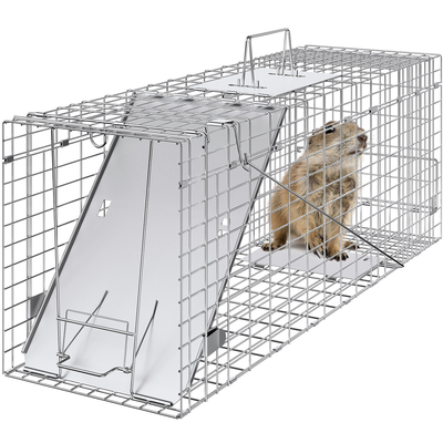 VEVOR Live Animal Cage Trap, 31&quot; x 10&quot; x 12&quot; Humane Cat Trap Γαλβανισμένο Σίδερο, Πτυσσόμενη Παγίδα Ζώων με Λαβή για κουνέλια, αδέσποτες γάτες, σκίουρους, ρακούν, αγριόχοιρους και οπόσουμ