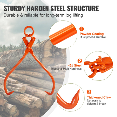 Λαβίδες ολίσθησης VEVOR, 2 λαβίδες ανύψωσης κορμών με νύχια, λαβίδες ολίσθησης από χάλυβα βαρέως τύπου, 1543 λίβρες/700 κιλά Χωρητικότητα φόρτωσης, Ανύψωση κορμών, Χειρισμός, Εργαλείο έλξης και μεταφοράς