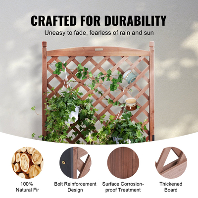 VEVOR Υπερυψωμένο Κρεβάτι Κήπου με Καφασωτό, 30&quot; x 13&quot; x 61,4&quot; Υπαίθριες υπερυψωμένες Ξυλοζαρευτές με οπές αποστράγγισης, Ελεύθερη στάθμη πέργκολα φυτευτής για αμπέλια αναρριχητικά φυτά Λουλούδια σε κήπο, βεράντα, μπαλκόνι