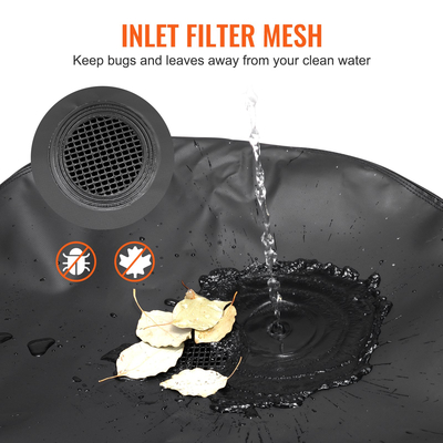 Πτυσσόμενο βαρέλι βροχής VEVOR, μεγάλης χωρητικότητας 53 γαλονιών, Σύστημα συλλογής βρόχινου νερού PVC με στόμια και κιτ υπερχείλισης, φορητό δοχείο αποθήκευσης δεξαμενής νερού για συλλέκτες νερού κήπου, μαύρο