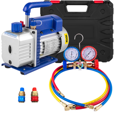 VEVOR 4CFM 1/3HP Αντλία κενού Ac Pump Vacuum Aircon Θάλαμος κενού Αντλία στεγνώματος κενού HVAC Ψύξη R134a R502 R22 R12 Αντάπτορας κλιματισμού A/C