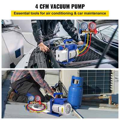 VEVOR 4CFM 1/4HP Αντλία κενού αέρα Ψύξη HVAC Σετ μετρητή πολλαπλής AC R134a Kit