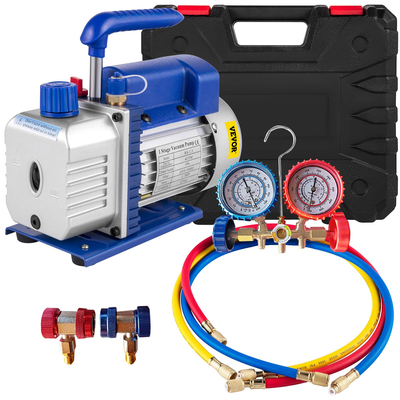 VEVOR 4CFM 1/4HP Αντλία κενού αέρα Ψύξη HVAC Σετ μετρητή πολλαπλής AC R134a Kit
