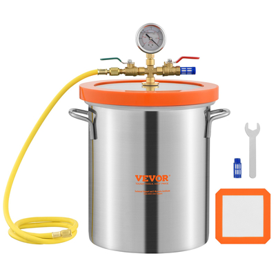 VEVOR Vacuum Chamber Tempered Glass Lid Vacuum 5 Gal Silicone Degassing Chamber