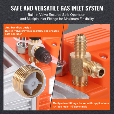 Αντλία κενού VEVOR 1/5 HP Single Stage Pump, 3,5 CFM, 220-240V AC Conditioner Conditioner Vacuum Pump, 1/4&quot; SAE Male 1/2&quot; ACME αρσενική είσοδος, για επισκευή HVAC, συντήρηση ψύξης, απαέρωση ρητίνης