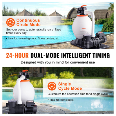 Vevor Sand Filter Pump Above Ground 1,14hp 850w Power 16-inch Sand Filter Tank 18000 L/h Ρυθμός ροής 18000 L/h Σύστημα Αντλίας Πισίνας &amp; Φίλτρα Combo Σετ με βαλβίδα πολλαπλών θυρών 6 κατευθύνσεων και καλάθι φίλτρου, για οικιακές και εμπορικές πισίνες