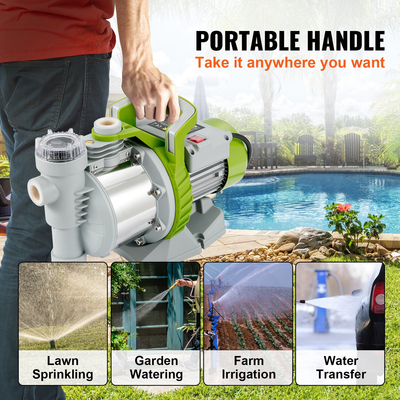 Αντλία ρηχών πηγαδιών VEVOR, 1100W 230V, 4560 L/h 45 m Κεφαλή, Μέγιστο 4,5 bar, φορητές αντλίες εκτοξευτήρα από ανοξείδωτο χάλυβα Booster Jet με προφίλτρο για σύστημα άρδευσης γκαζόν κήπου, Σιντριβάνι λίμνης, Μεταφορά νερού