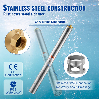 VEVOR Deep Well Submersible Pump Αντλία νερού από ανοξείδωτο χάλυβα 1100W 7,1 m³/h 105 m