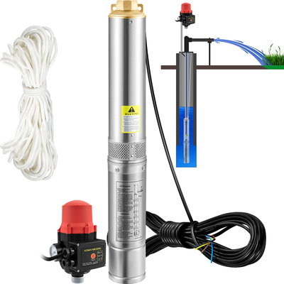 Υποβρύχια αντλία VEVOR Deep Well, 550W 230V/50Hz, 50L/min 89 m Head, 20 m Cord &amp; Automatic Pressure Switch, 7,6 cm Αντλίες νερού από ανοξείδωτο χάλυβα για βιομηχανική, άρδευση και οικιακή χρήση, IP68 αδιάβροχη