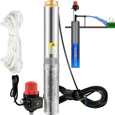 Υποβρύχια αντλία VEVOR Deep Well, 750W 230V/50Hz, 105L/min 62 m Head, 20 m Cord &amp; Automatic Pressure Switch, 8,9 cm Αντλίες νερού από ανοξείδωτο χάλυβα για βιομηχανική, άρδευση και οικιακή χρήση, IP68 αδιάβροχη