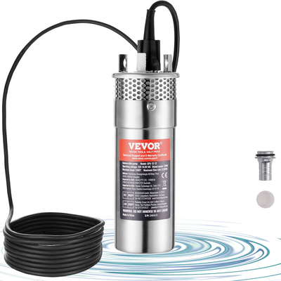 VEVOR Solar Water Pump, 12V DC 120W υποβρύχια αντλία βαθιάς πηγαδιού, Max Flow 3,2 GPM, Max Head 230 ft, Max Submersion 98,4 ft, Solar Powered Water Pump for Well, Farm Ranch Ardification, Livestock Drinking