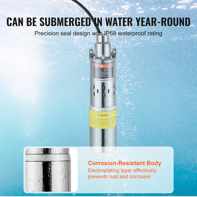 VEVOR Solar Water Pump, 24V DC 277W υποβρύχια αντλία βαθιάς πηγαδιού, Max Flow 9,25 GPM, Max Head 272 ft, Max Submersion 65,6 ft, Solar Powered Water Pump for Well, Farm Ranch Ardification, Livestock Drinking