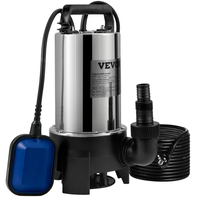 Υποβρύχια αντλία νερού VEVOR, 1100W 20000L/H, με καλώδιο 10 m και αυτόματο συνδεδεμένο διακόπτη πλωτήρα, φορητός ανοξείδωτος χάλυβας για βρώμικα ή καθαρά, πλημμύρες αποχέτευσης, άδειες λίμνες κήπων, πισίνες, υδρομασάζ