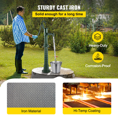 Χειροκίνητη αντλία νερού VEVOR με βάση, αντλία στάμνας 15,7 x 9,4 x 51,6 ιντσών &amp; βάση αντλίας 26 ιντσών με προκαθορισμένες οπές 1/2&quot; για εύκολη εγκατάσταση, αντλία ρουστίκ χυτοσιδήρου για αυλή, κήπο, άρδευση αγροκτημάτων, πράσινο