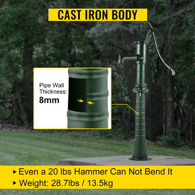 VEVOR Antique Hand Water Pump Stand Pitcher Stand Βάση αντλίας από χυτοσίδηρο με οπές 0,5&quot; για εύκολη εγκατάσταση Old Fashion Stand αντλίας για το σπίτι Yard Pond Garden Outdoors Green