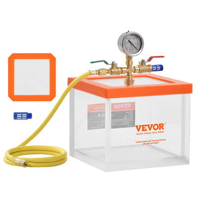 Θάλαμος κενού VEVOR 2 γαλονιών, αναβαθμισμένος θάλαμος απαέρωσης κενού πολλαπλών χρήσεων ακρυλικός, διαφανής θάλαμος κενού, για απαέρωση ρητίνης, απαέρωση γέλης πυριτίου, απαέρωση γύψου και εξαγωγή κενού