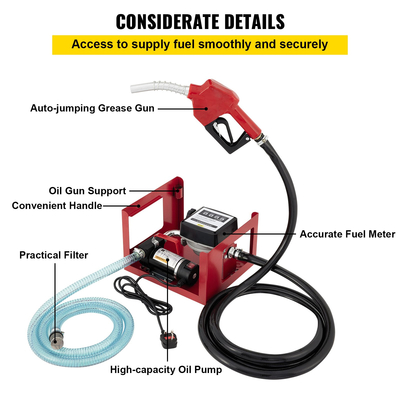 VEVOR Αντλία ντίζελ 220V Αντλία μεταφοράς λαδιού Αντλία πετρελαίου ντίζελ 40 λίτρων/λεπτό Ηλεκτρικό καύσιμο αυτοαναπλήρωσης Αντλία μεταφοράς καυσίμου ντίζελ Αντλία πετρελαίου