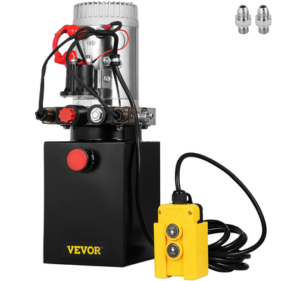 VEVOR Hydraulic Pump 12V DC Μονάδα υδραυλικής ισχύος διπλής δράσης 4L Steel Tank Hydraulic Pump Μονάδα ισχύος για Dump Trailer Car Lifting