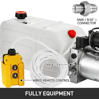 Ηλεκτρική υδραυλική αντλία 7l Πλαστική δεξαμενή μονής δράσης 12v Dc
