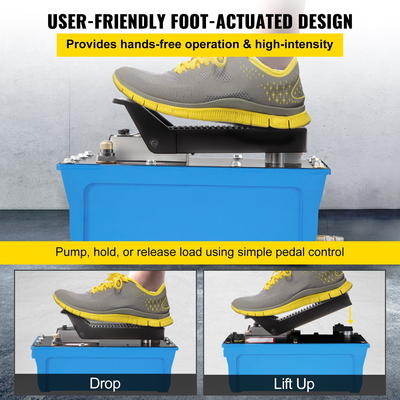 VEVOR Air Hydraulic Pump Power Pack Unit 10.000 PSI 103 In 3Cap Heavy-duty All Metal Construction Air Hydraulic Foot Pump