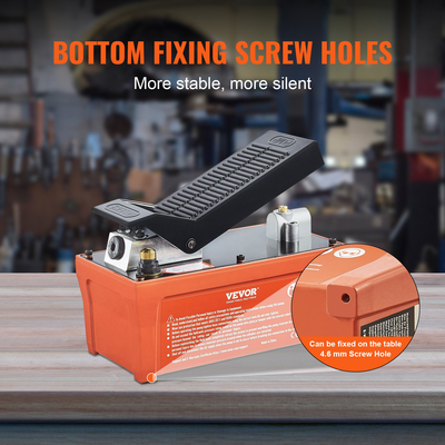 VEVOR Air Hydraulic Pump, 10.000 PSI 1/2 Gal Reservoir, NPT 3/8&quot; Oil Outlet, NPT 1/4&quot; Init, 6,6 ft Pipe, Foot Actuated Hydraulic Pump Air Treadle for Auto Body Frame Machines and Pulling Post, Πορτοκαλί