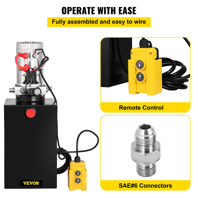 VEVOR Hydraulic Pump Electric Hydraulic Pump 15 Quart Single Acting for Dump Trailer