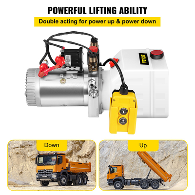 VEVOR Hydraulic Pump 3 Quart Hydraulic Power Unit Διπλής δράσης Υδραυλική αντλία για Dump Trailer Ανύψωση αυτοκινήτου Δοχείο πλαστικού λαδιού 12V DC (πλαστικό, διπλής δράσης)