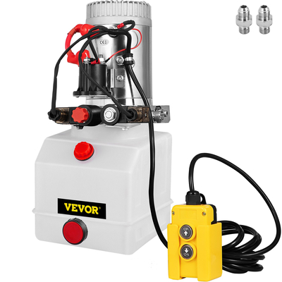 VEVOR Hydraulic Pump 3 Quart Hydraulic Power Unit Διπλής δράσης Υδραυλική αντλία για Dump Trailer Ανύψωση αυτοκινήτου Δοχείο πλαστικού λαδιού 12V DC (πλαστικό, διπλής δράσης)
