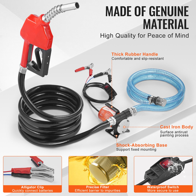 Αντλία μεταφοράς καυσίμου VEVOR 12V 8 GPM 1/5 HP Αντλία ντίζελ με αυτόματο ακροφύσιο καυσίμου