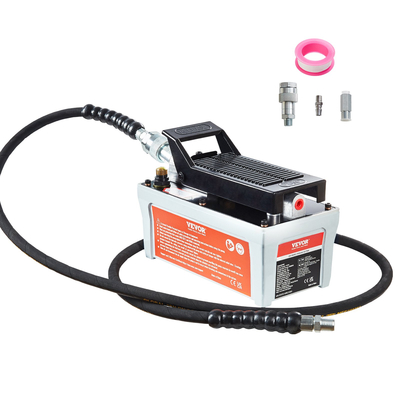 VEVOR Air Hydraulic Pump, 10.000 PSI 1/2 Gal Reservoir, NPT 3/8&quot; Oil Outlet, NPT 1/4&quot; Int, 6,6 ft Pipe, Foot Actuated Hydraulic Pump Air Treadle for Auto Body Frame Machines and Pulling Post, Γκρι