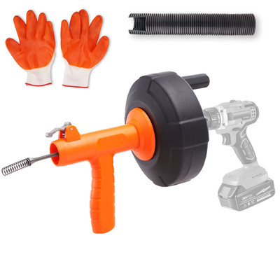 VEVOR Drain Auger 25Ft, Plumbing Snake Auto Feed, Plumbers Snake with Drill Attachment, Pipe Snake Drain Auger για Νεροχύτη μπάνιου κουζίνας με προστατευτικό σωλήνα και γάντια