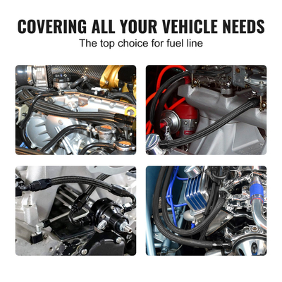 VEVOR 6AN Fuel Line Kit, 25 FT Fuel Hose Kit, 5/16&quot; Nylon Inox Inox Kit Line Fuel Line PTFE, E85/Oil/Gas/Diesel Hose End Kit, with 15 PCS Swivel Fitting Adapter Kit, Μαύρο