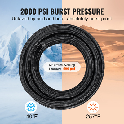 Κιτ γραμμής καυσίμου VEVOR 6AN, κιτ λάστιχου καυσίμου 20 FT, 0,34&quot; νάιλον από ανοξείδωτο χάλυβα πλεγμένο κιτ προσαρμογής γραμμής καυσίμου λαδιού/αερίου/ντίζελ, με κιτ προσαρμογέα περιστρεφόμενης τοποθέτησης 12 τμχ, μαύρο