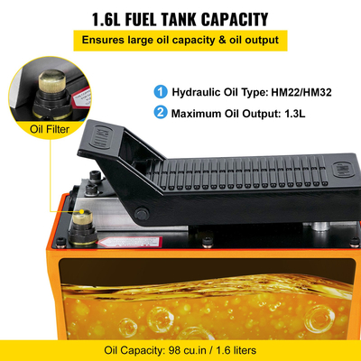 Υδραυλική αντλία VEVOR 10000 PSI, αντλία πέλματος αέρα με σωλήνα, υδραυλική αντλία γρύλου με σωλήνα αέρα για κυλίνδρους υδραυλικού εμβόλου (υδραυλική αντλία με σωλήνα)