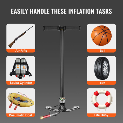 Αντλία χειρός VEVOR 3 σταδίων με υψηλής ποιότητας ανοξείδωτο ατσάλι 301, αντλία αναβολέα 4500 psi (0-30 MPa), τυφέκιο αεροβόλου PCP, αντλία pcp με εύρος μέτρησης πίεσης: 0-5800 psi (0-40 MPa)